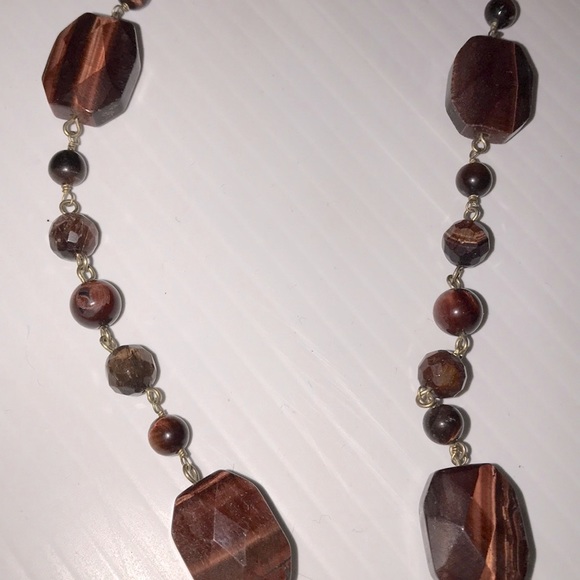 Tigers Eye Stone Matte Gold Necklace /Matte Gold Women's - Picture 7 of 7